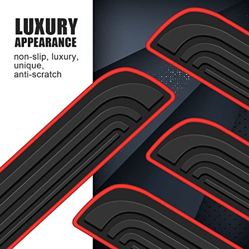Dekkcap Car Door Sill Plate Protectors - Anti-Scratch Front Rear Door Entry Edge Guards Soft Rubber Pedal Protector Welcome Covers Sports Pattern 4Pcs #TOP2