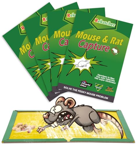 Rekatcher Trampas para Ratones 4 Pièces, Mata Ratas Trampa Ratones Pegamento Ratones Trampa Adhesiva para Ratones Adecuado para Almacenes de Cocina