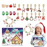 Calendario de Adviento de Pulsera,Calendario de Adviento de Pulsera con Dijes,Pulseras con dijes del calendario de - de navideño 2024, kit para hacer pulseras de joyería