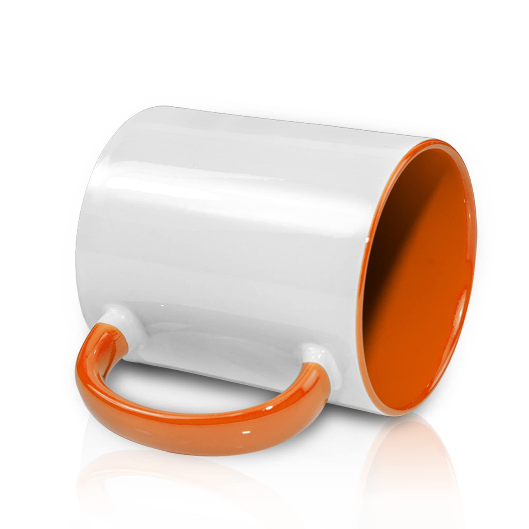 Juego de 12 tazas blancas de sublimación color interior (naranja)