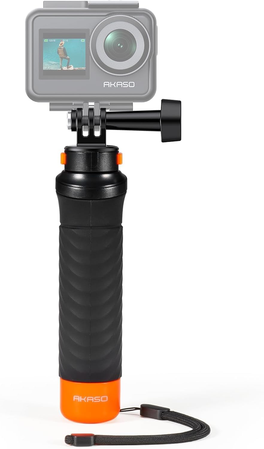 AKASO Poignée Flottant Etanche pour Caméra Sport, Grip Pôle Handle Poignée Grip Flottant pour Caméra de Sport