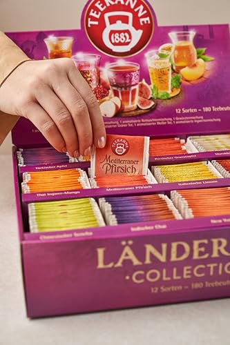 TEEKANNE Ländertee Collection Box 180 Teebeutel (387g) – 12 Sorten Weltreise Tee Set – Früchtetee, Kräutertee, Grüner Tee & Chai – Geschenkbox Tee, Geschenkbox für Teeliebhaber, Vielfalt, Probierpaket