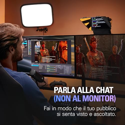 Prompter Camera Set - Teleprompter premium con webcam Full HD, compatibile con HDR, perfetto per streaming, presentazioni, videochiamate, compatibile con OBS, Zoom, Teams e funziona con PC/Mac - Hub USB - Immagine 8