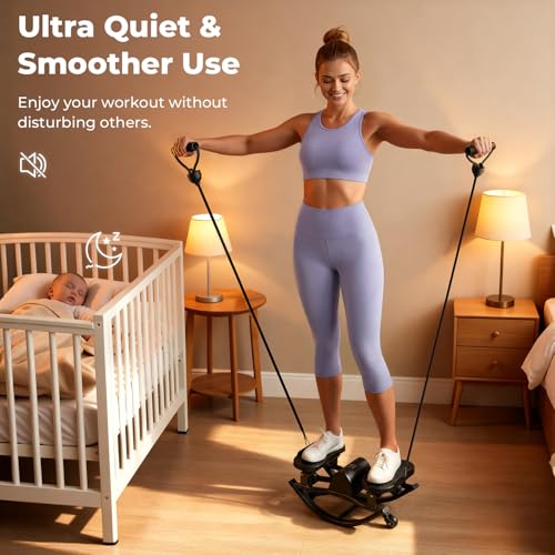 Rock Stepper, Side to Side Stepper for Exercise at Home, Low-Impact 3D Rocking Stepper Machine with Resistance Bands & Non-Slip Mat, Side Stepper for Full Body Workout, 250 LBS Capacity (Black) — view 5