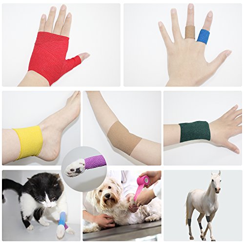 COMOmed Self Adherent Cohesive Bandage Latex 4"x5 Yards First Aid Bandages Stretch Sport Wrap Athletic Tape for Wrist Ankle Sprain and Swelling,White(3 Rolls) - Thumbnail 2