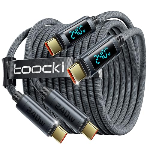 toocki 240W USB-C-Kabel (PD 3.1), 15 cm, digitales Display, 480 Mbps, geflochten