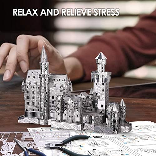 Piececool 3D Puzzles for Adults Metal Model Kits, Neuschwanstein Castle Architecture Building Kits, DIY 3D Metal Puzzle for Teen Boys Girls Students, Great Birthday Gifts, 64 Pcs 6 51EhMEGlmbL. AC