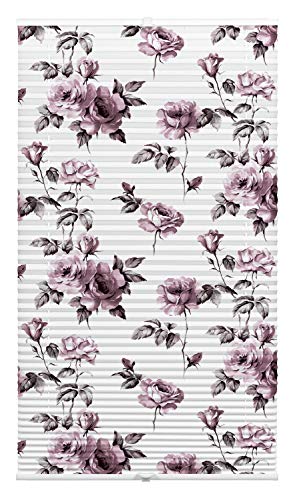 Wohnidee Plissee Rose zur Montage in den Glasfalz, Blickdichtes Faltrollo, Inklusive 4 Montage-Träger und 2 Bediengriffen, Weiß/Rosa, 50 x 130 cm (BxH)
