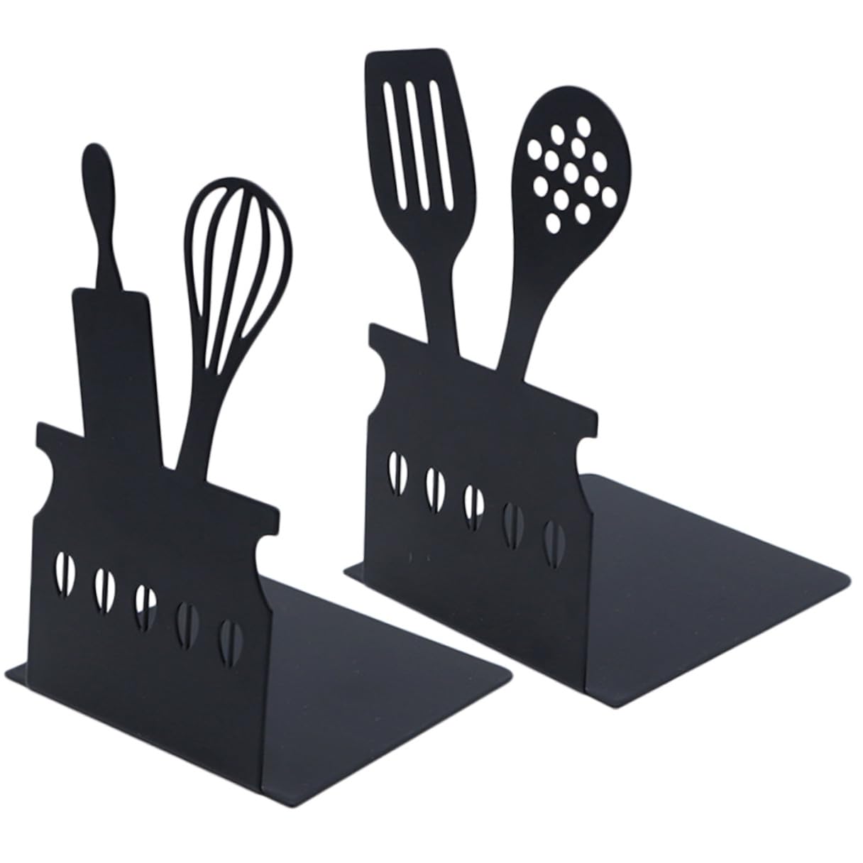 UKCOCO Sujetalibros de Metal Negro Acabado Pulido y Resistente, Pack de 2 Piezas Adecuado para Oficina y Sala de Estudio, Soporte Sólido para Libros y Revistas