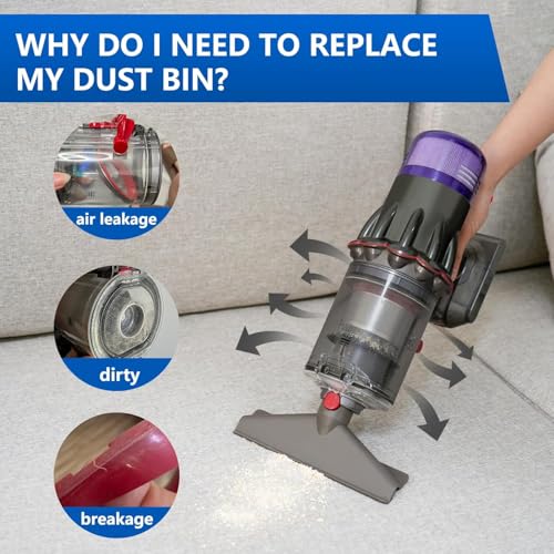 Staubbehälter Ersatz kompatibel mit Dyson V12 Slim, V12 Detect Slim, V10 Digital Slim, SV18, SV20, Auffangbehälter Staubeimer Zubehör Staubsauger Ersatzteile, Teilenummer 965272-01