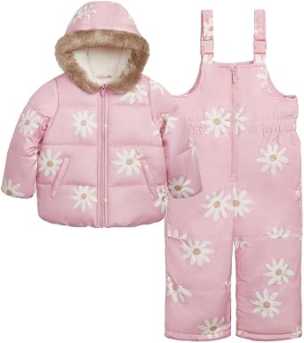 Carters Girls 2-piece Snowsuit Cozy Hooded Puffer Jacket and Ski Bib Set