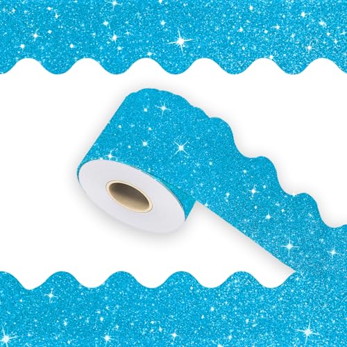 70Feet Bulletin Board Borders, Shine Scalloped Borders Bulletin Board Border Decorative,Trim Poster Borders Classroom Decoration for School, Classroom Decoration Strips (Blue)…