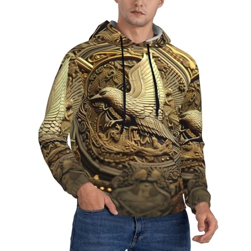 WZYCWB Sudadera con capucha para hombre con estampado de bitcoins y bolsillos con cordón., Negro, Small