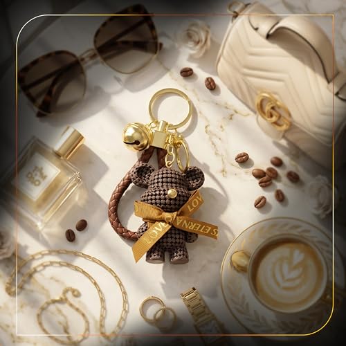 Image of Storite Bunny Keychain for Women & Girls, Cute Rabbit Bag Charm with Heart Pendant, Braided Strap & Bell, Fashion Key Ring for Handbags, Backpacks & Car Keys
