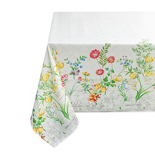 Benson Mills Spillproof Floral Spring/Summer Fabric Indoor Outdoor Tablecloth, Outdoor Table Cloth For Rectangle Tables, Picnic/Patio Table Covers (60" X 84" Rectangular, Malaga) #TOP1
