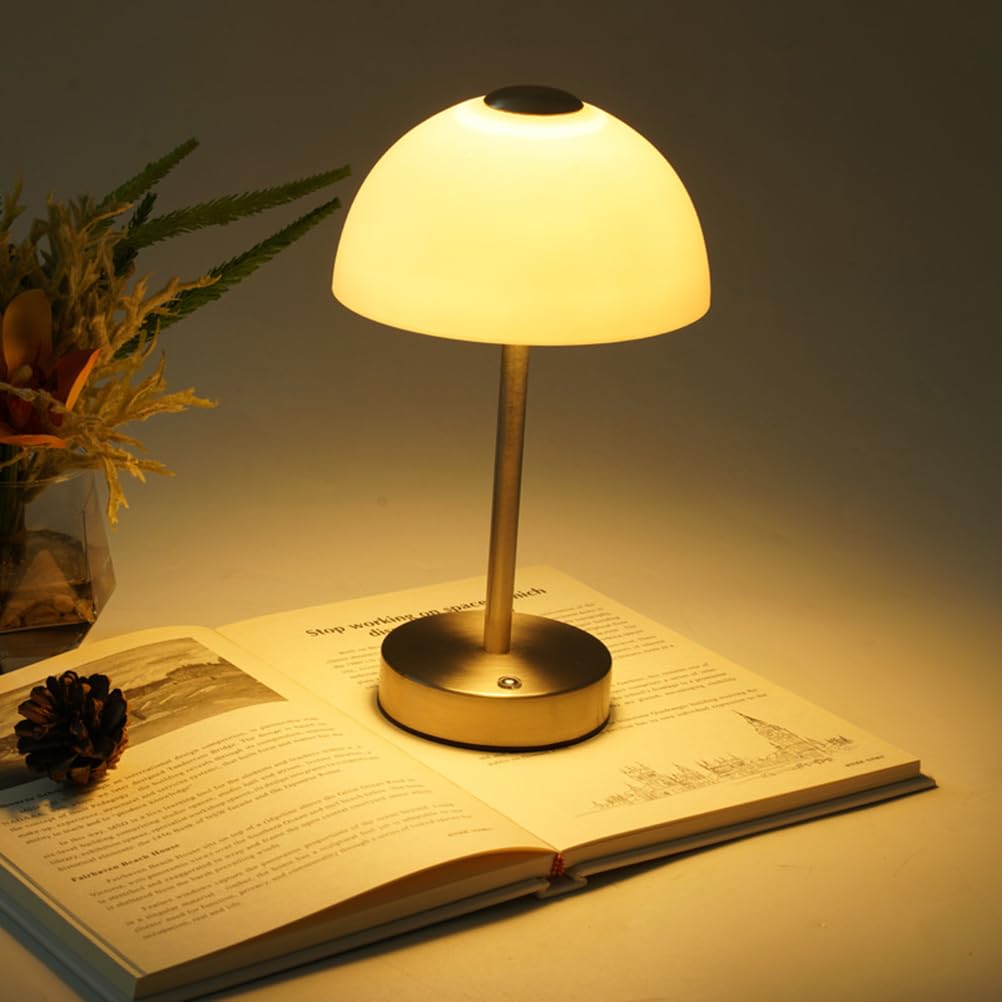 AoLa Chrom Tischlampe Akku Pilzlampe LED Tischleuchte Kabellos Dimmbar mit Touch Control USB Aufladbar Batterie Nachttischlampe Ohne Kabel Tragbar Nachtlicht für Schlafzimmer Wohnzimmer Esstisch
