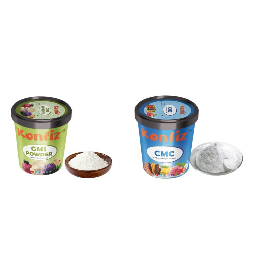 KONFIZ GMS Powder & CMC Powder 100g Each-for making Icecream & Cake