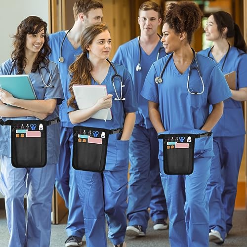 VIKY® Krankenschwester Gürteltasche, Krankenschwester Tasche, Gürteltasche Arbeit mit Verstellbarem Gürtel und Mehreren Fächern, Nurse Pflege Zubehör, Multifunktionale Hüfttasche Damen Herren(Schwarz)