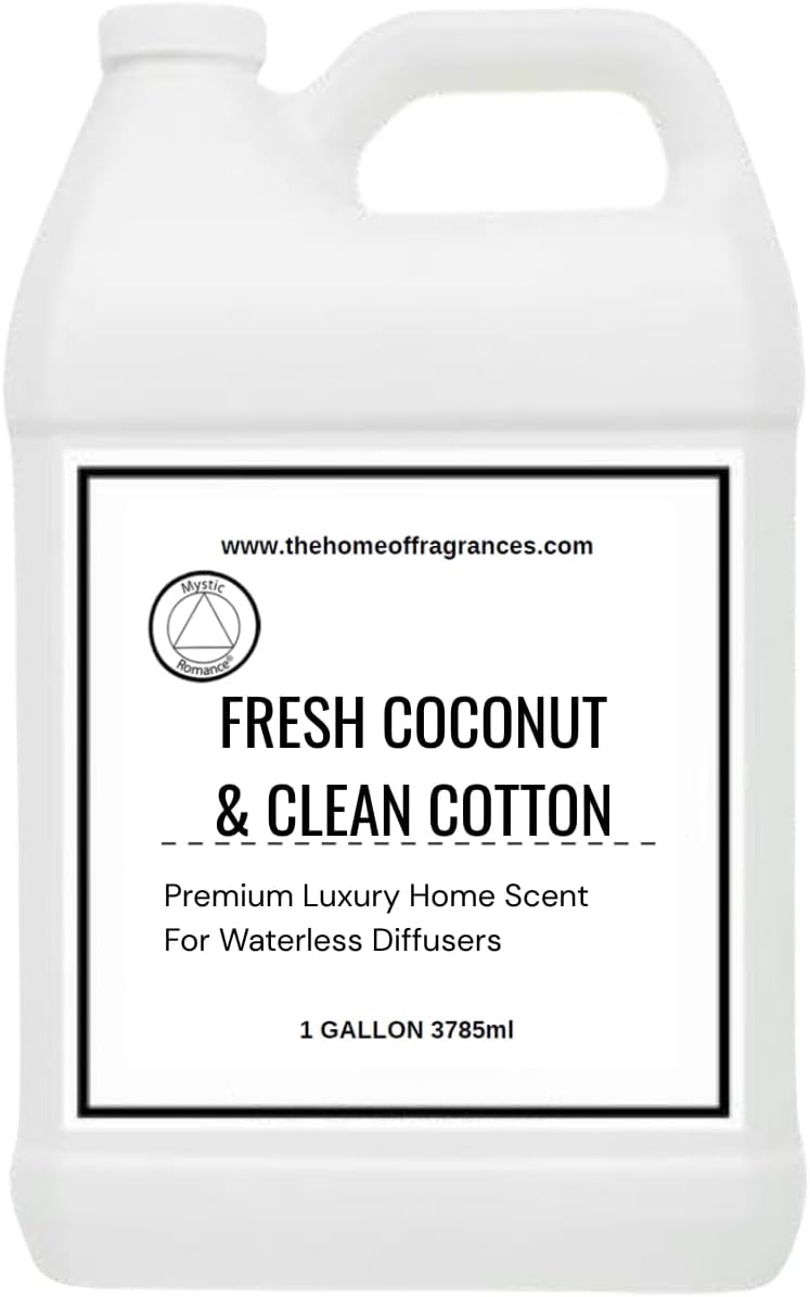 Mystic Romance Fresh Coconut & Cotton Gallon Aroma Oil – Oil Diffuser Air Freshener for Home, Essential Oil Diffuser Fragrance, Diffusers for Home & Apartment Essentials (Gallon)