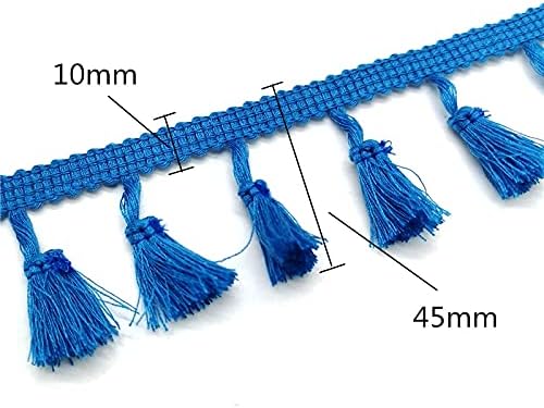 Curtain Tassels，Tassels for Sewing， 2 Yards Lace Trim Sewing Ribbon Tassel Fringe Cotton Ethnic Latin Dress Stage Garment Curtain Decorative DIY(Blue)
