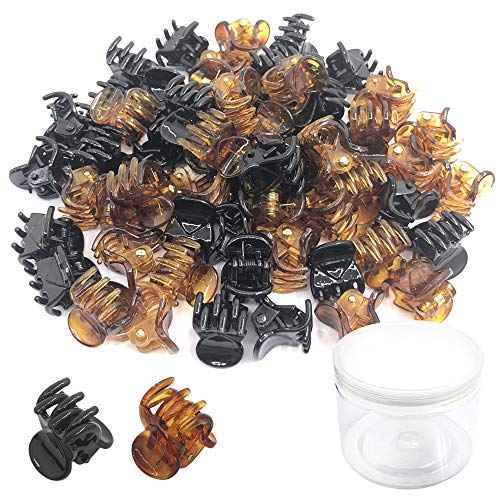 60 Packs Mini Hair Clips, Yucool Plastic Claw Pins Clamps for Toddlers,Girls and Women-Black and Brown