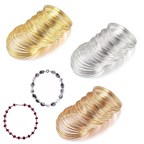 Cisolen 3 Stück 100 Schleifen Schmuckdraht Set Steel Wire Armband Memory Wire Kreise für Schmuckherstellung Diy Schmuck Ring Ohrring Halskette Haarband Basteln 3 Farben Cover
