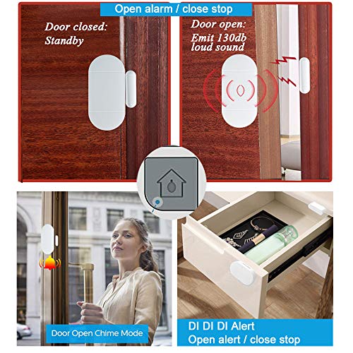 EverNary Door Window Pool Alarm with Remote Control,2Pack 130dB Wireless Magnetic Sensor Anti-Theft Door Alarms for Kids Safety Home Store Garage Apartment Business Security