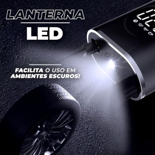 Calibrador Compressor Pneu Digital Carro Bike Moto Sem Fio