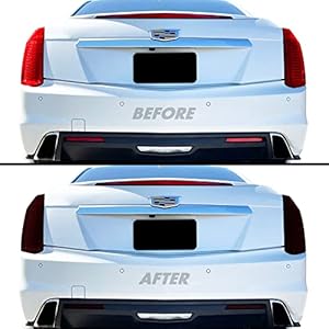 SlickMod PreCut Vinyl Smoke Tint for 2014-2019 Cadillac CTS Sedan Tail Light & Reflector (2. Tail Light & Reflector, 20 Dark Smoke)