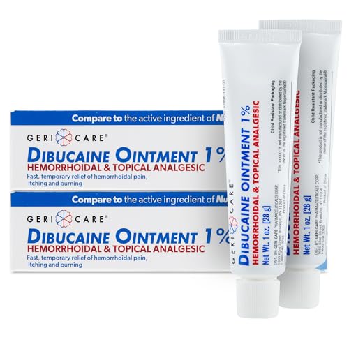 Image of GeriCare Dibucaine Hemorroid Ointment 1% Pain-Relief Hemorrhoid Cream |Hemorroidal & Topical Analgesic| Quick Relief from Burning & Itching | Fast-Acting External Hemorrhoid Treatment 1oz (2 Pack)