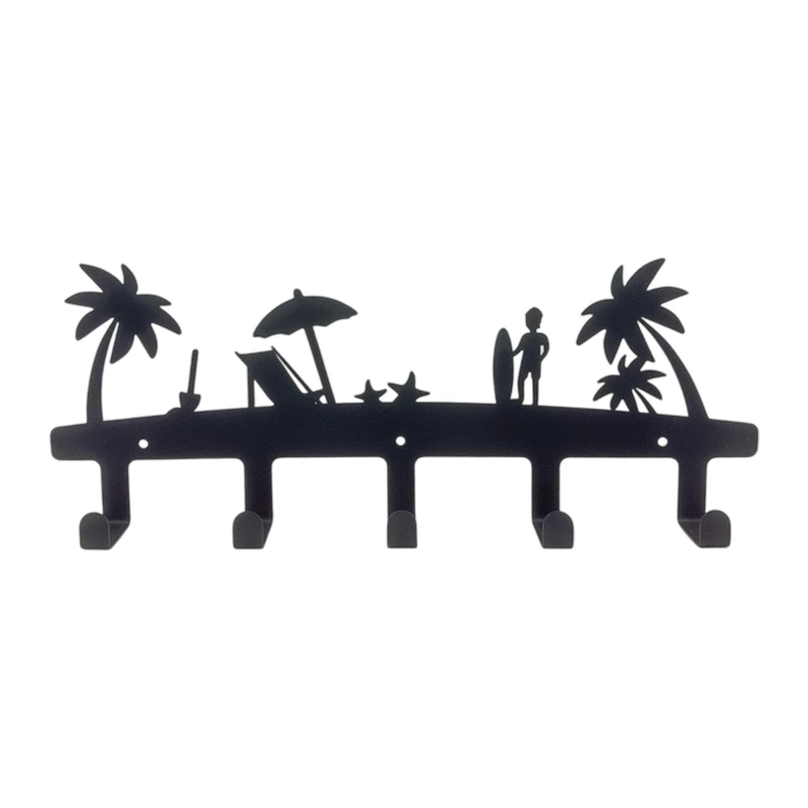 UJEAVETTE Wall Mounted Key Rack Multifunction Iron 5 Hooks for Bedroom Home Front Door-image-33