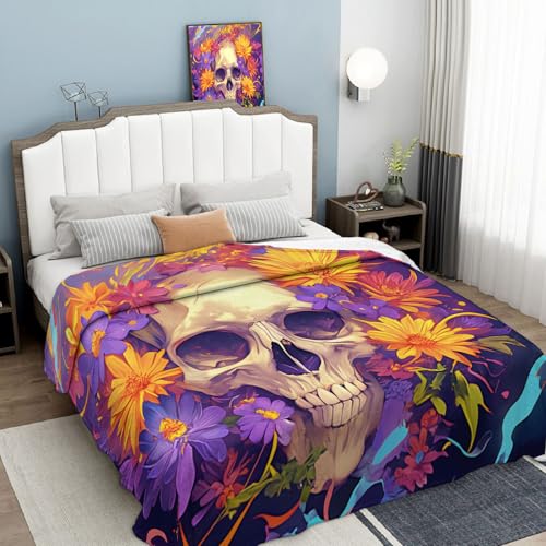 Plaid Halloween super doux et moelleux grand format violet - 4