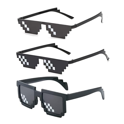 ALVOGIMOR 3 Pack Thug Life Sunglasses,Men Women Kids Pixel Mosaic Glasses, MLG Shades for Photo Props or Halloween Party