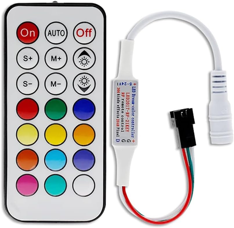 WS2812B Pixel LED Light Strip Controller 366 Mode Conversion 3PIN SM JST WS2811 Led Strip Light DC5V-24V 21Key RF Remote Control