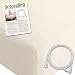 Grounding Brand Extra Deep Fitted Queen Size Sheet with Earth Connection Cable, 400TC Conductive Mat with Pure Silver Thread for Better Sleep and Healthy Earth Energy, Natural Tan