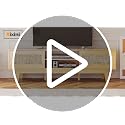 Boho TV Stand for 55 65 Inch TV, Rattan Entertainment Center with Shelves, Cabinets and Sliding Doors, TV Media Console Table with Solid Wood Feet & Cord Holes for Living Room, Bedroom, Natural image 7