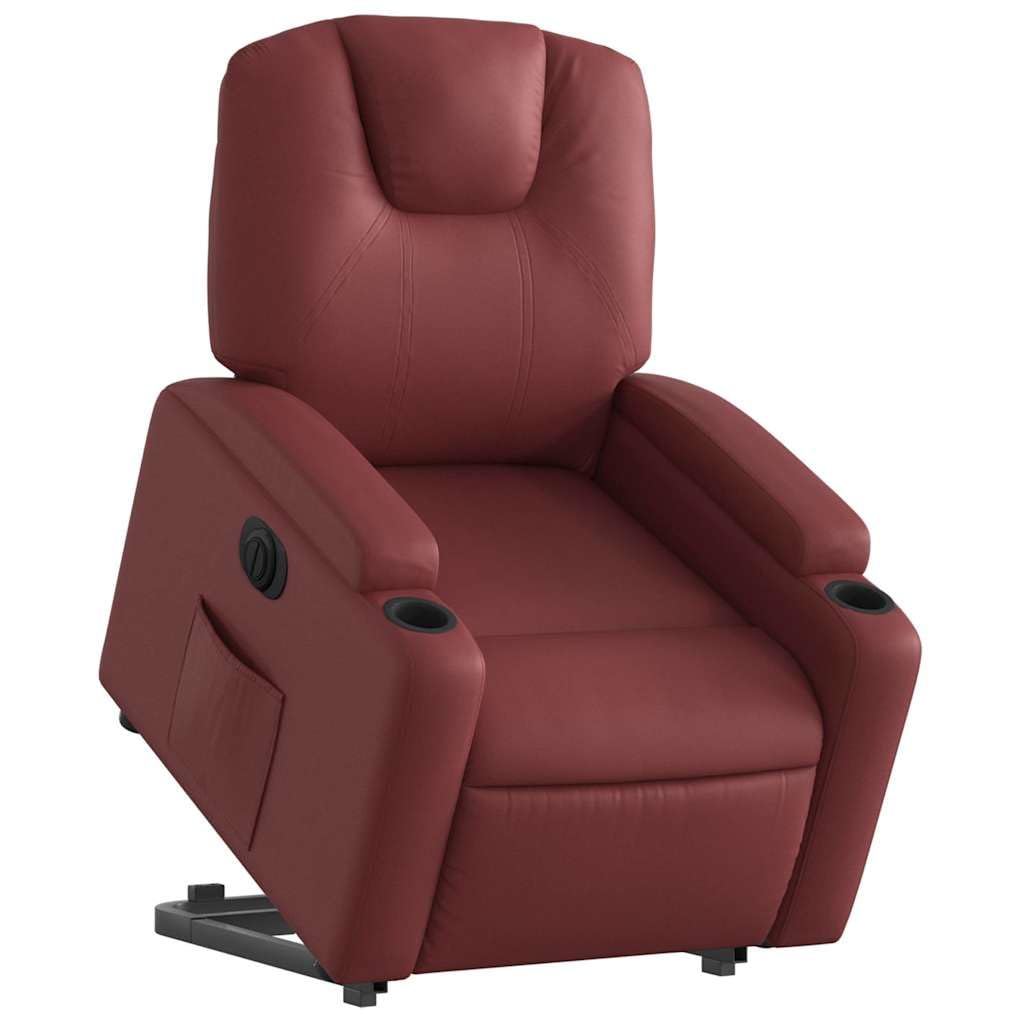Sillón reclinable eléctrico para levantar personas, color rojo vino
