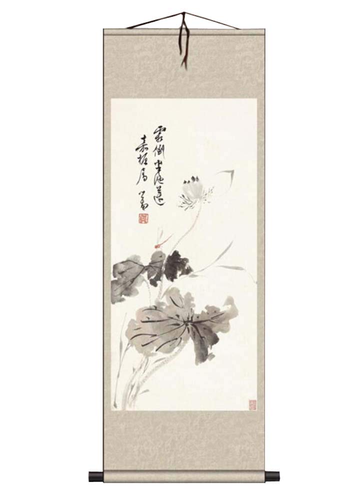 ADCVGbh Pintura en rollo de seda, pinturas decorativas, rollo de pared de arte chino, pintura en rollo chino, decoración del hogar, rollo de seda, arte colgante, flor de loto, 09 (color: Color14)