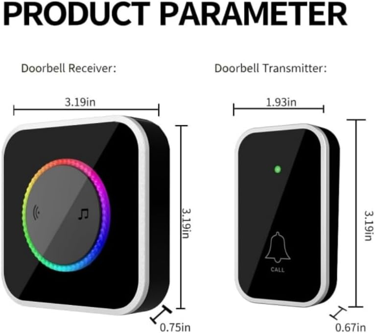 Smart Doorbell With Flashing Light, Deaf Doorbell Flashing Light, Wireless Doorbells For Home, Waterproof, 45 Chimes, Colorful Led, For Home Office Apartment Classroom (2 Receiver 1 Button)