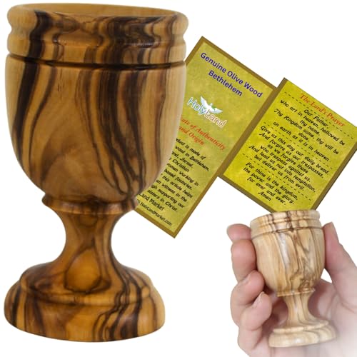 Holy Land Market Communion Wine Cup - Olive Wood-MED (3 inches tall). Great details and work on each.