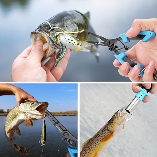 Image of Mossy Oak Fishing Tools Kit- Fishing Plier, Fish Lip Gripper, Multifunctional Fishing Hook Remover with Lanyards Sheath, Saltwater Resistant Fishing Accessories & Equipment, Fishing Gifts for Men