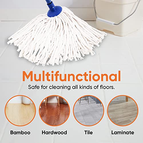 Superio String Mop Replacement, Cotton Mop Head, Refill For Cotton String Mop For Hardwood Floor Cleaning Self Wringing Mop For Home, Kitchen, Bath Heavy Duty Mop Commercial/Industrial, 14” Strings #TOP3
