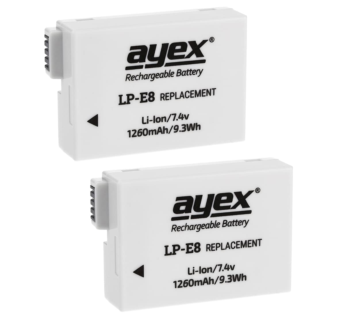 ayex Empuñadura de batería Compatible con Canon EOS 700D 650D 600D 550D + 2 baterías LP-E8 + Cargador Dual USB Juego de Accesorios similares a BG-E8