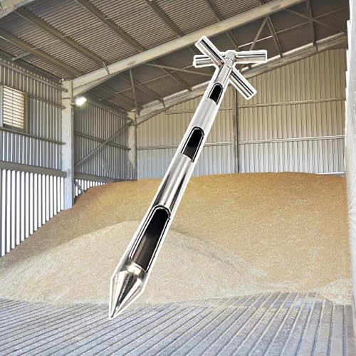 Vibeo Double Layers Grain Probe Sampler, 3 Slots Metal Sampling Tube for Rice Corn Wheat Soybeans, Rotary Handle Solid Granule Sampling Thief(L-1.2m(4ft),Dia-38mm(1 1/2