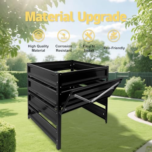 Compost Bin Outdoor - 170 Gallon Metal Wire Mesh Compost Bins with Rust-Proof Coating, Compost Bin for Yard Waste, Leaves & Kitchen Scraps, 31.5(L)*31.5(W)*39.4(H) inch by BUKLIYN - Image 2