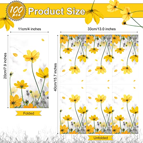 Kisston 100 Pieces Floral Guest Napkins 3 Ply Flower Napkins Floral Disposable Paper Dinner Napkins Decorative Hand Towels For Summer Spring Wedding Bathroom Baby Shower Birthday Holiday Party Decor #TOP1