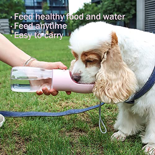 Louis Donné Portable Dog Water Bottle 350ml, Leakproof Pets Water Dispenser for Outdoor, Pet Travel Drink Bottle Bowl with Dog Food Storage for Dog Walking, Hiking, Dog Gift (Grey) - Image 3