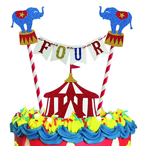 Circus 4th Birthday Cake Topper