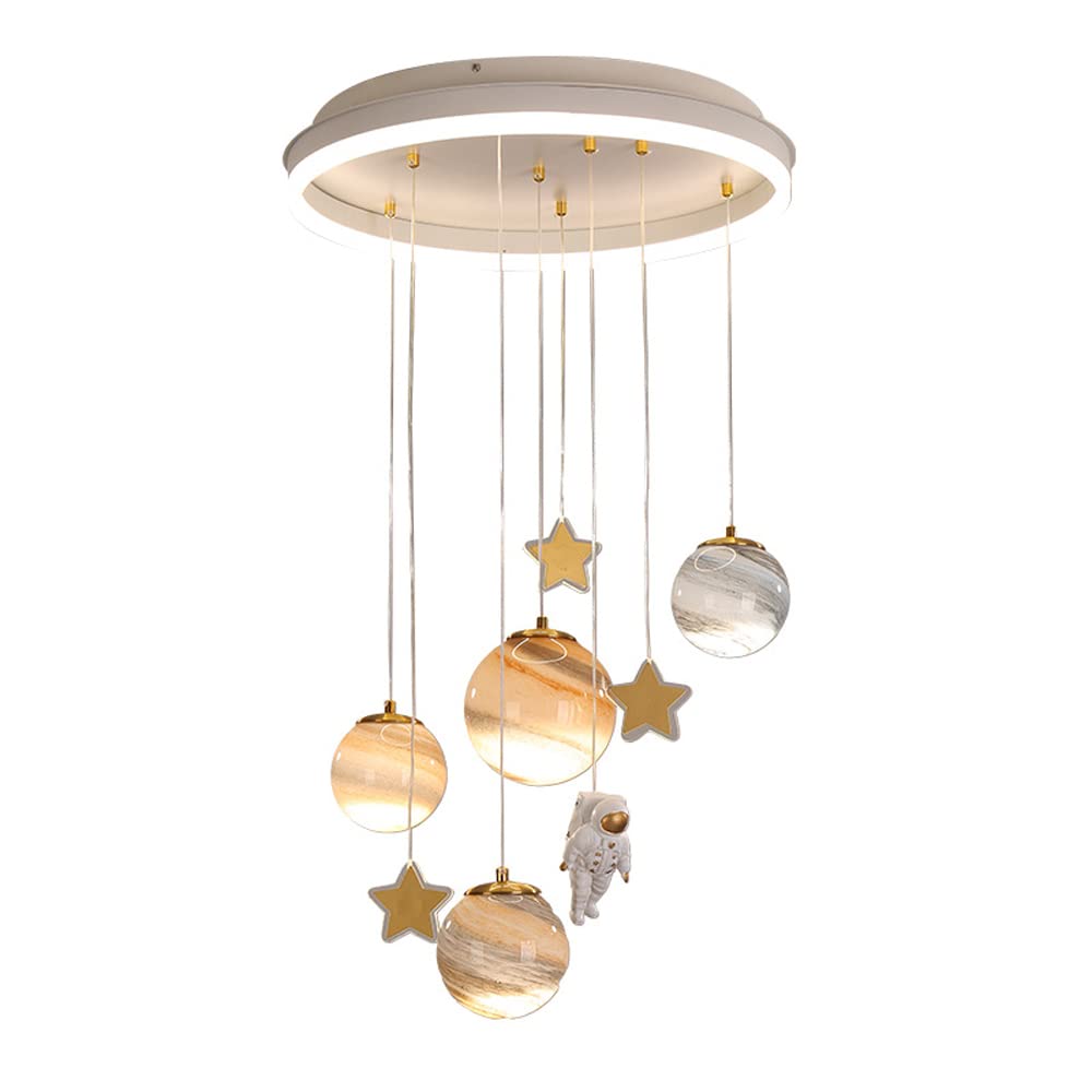 FYZDLAOR LED Starry Sky Chandelier Lights,Ornament Planet Pendant Light,Adjustable Chandelier Line,Stepless Dimming Color Temperature & Brightness