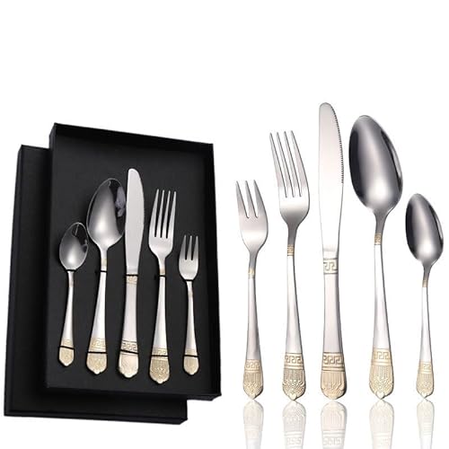 GOODJAYVEN Silverware Flatware Set, Stainless Steel Knife, Fork And Spoon